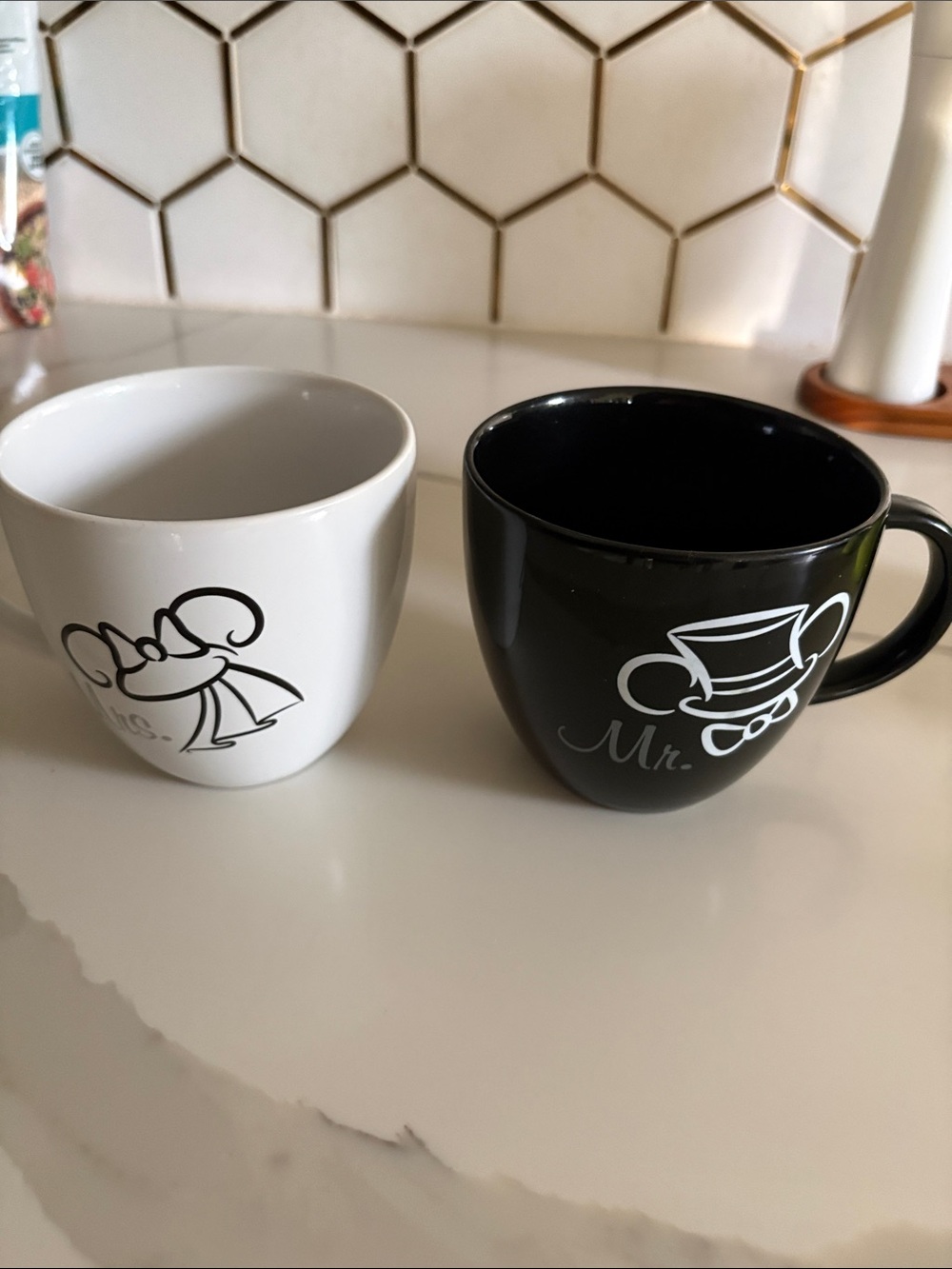 Disney Black and White Mr. & Mrs. Ceramic Coffee Mug Set